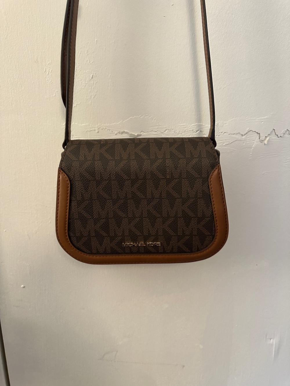 Michael Kors Brown and Tan Logo Crossbody